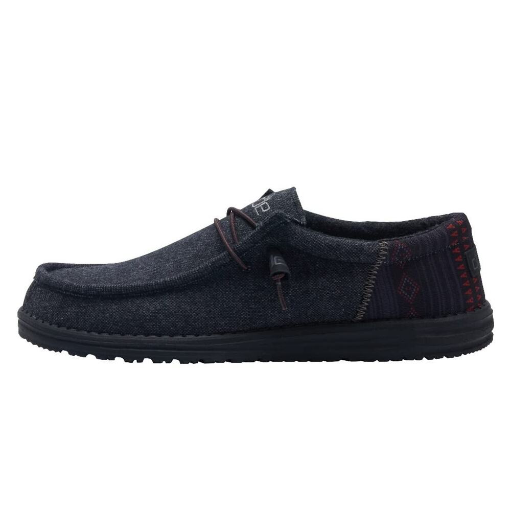 HEYDUDE MEN'S WALLY FUNK WOOL BLACK AZTEC SIZE 15  | MEN'S LACE UP LOAFERS
